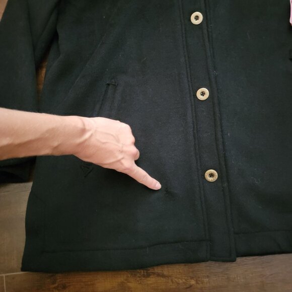 Free People Milly Wool Coat Womens L Faux Fur Cozy Winter Warm Y2K Military - Picture 10 of 10